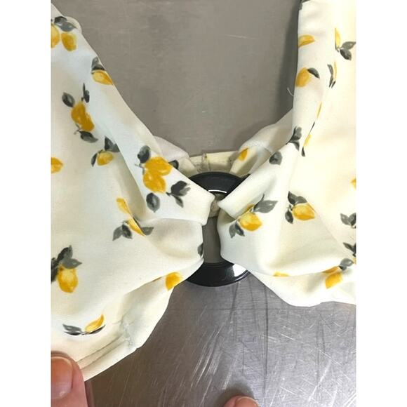 Abercrombie & Fitch Bikini Yellow Lemon Print High Waist Swimsuit Sz L - Picture 5 of 15